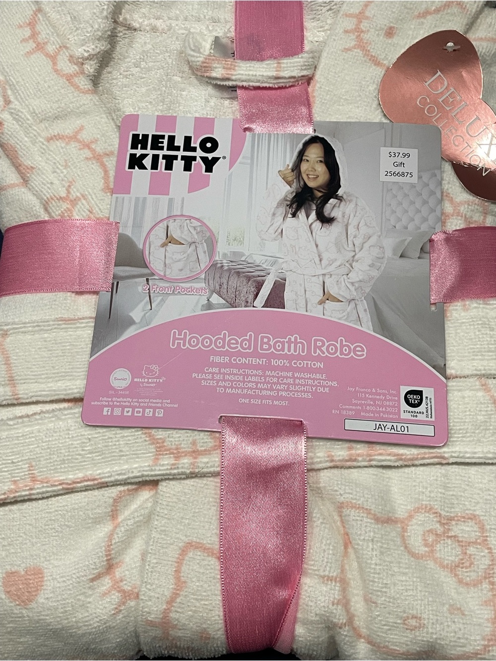 Hello Kitty Light Pink Hooded Cotton Bath Robe with Printed Accents